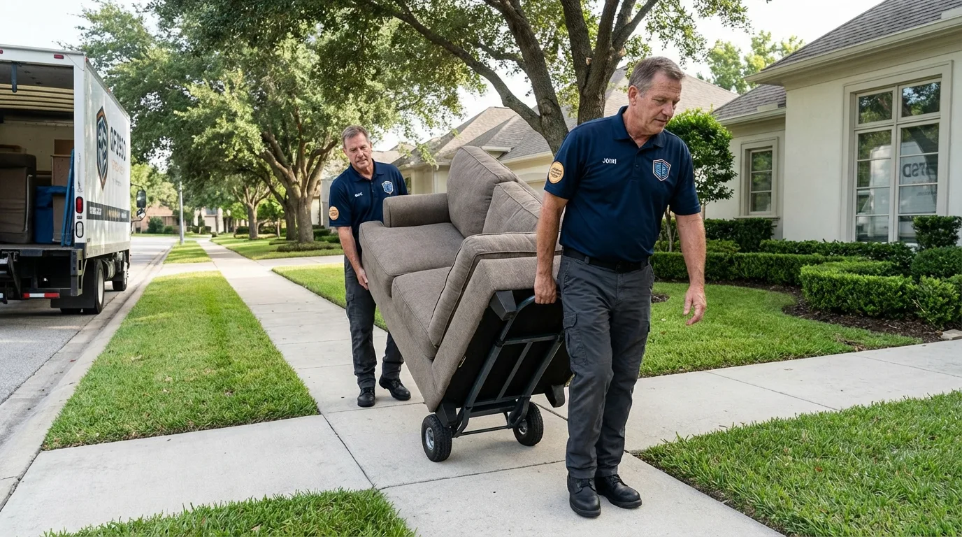 Local residential moving crew loading furniture in Winter Garden, FL