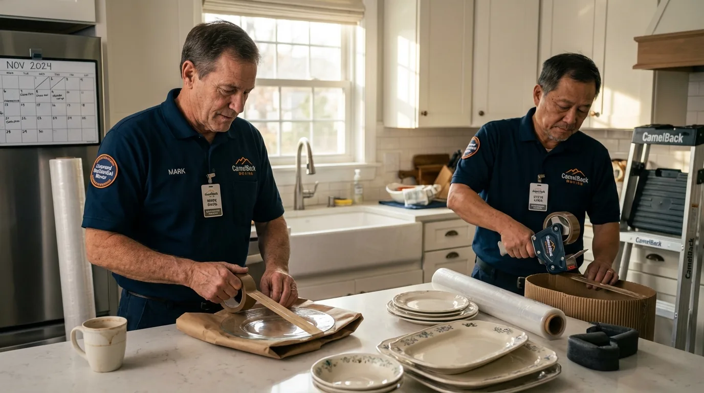 Professional crew packing kitchen dishware in Winter Garden, FL